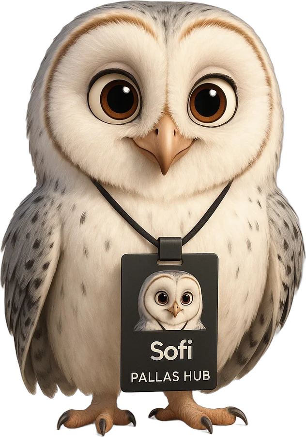 Sofi, a coruja mascote da Pallas Hub